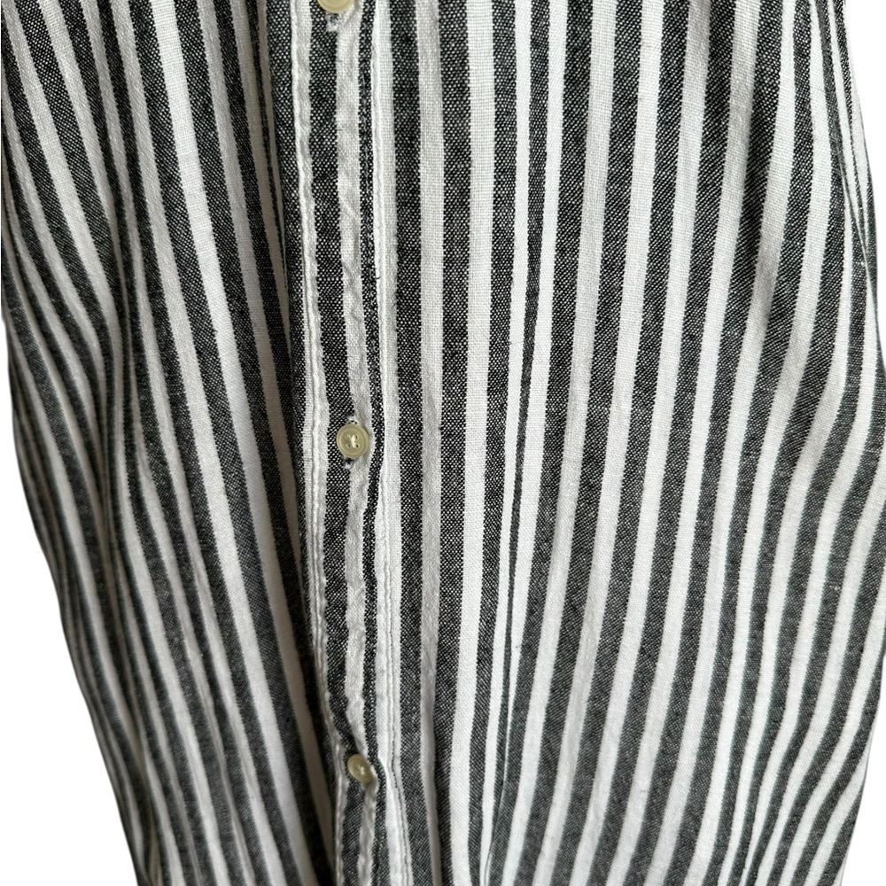 Gap Gray White Striped Button Down Midi Sleeveles… - image 5